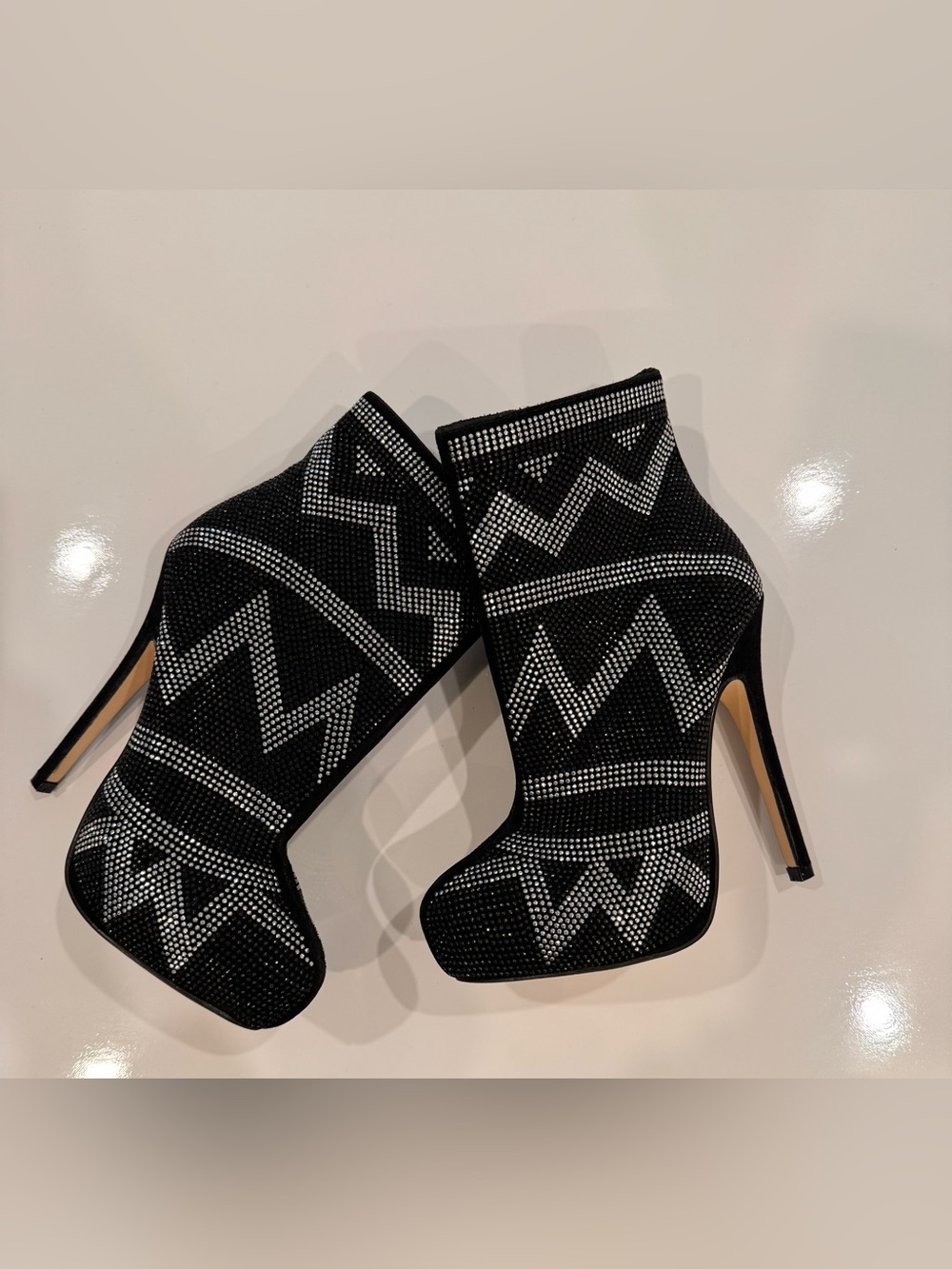 ALDO Rhinestone Hidden Platform Stiletto Ankle Boots Sz 6